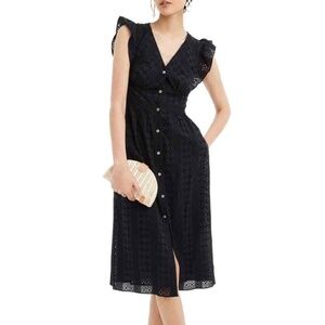 J Crew ruffle sleeve eyelet dress